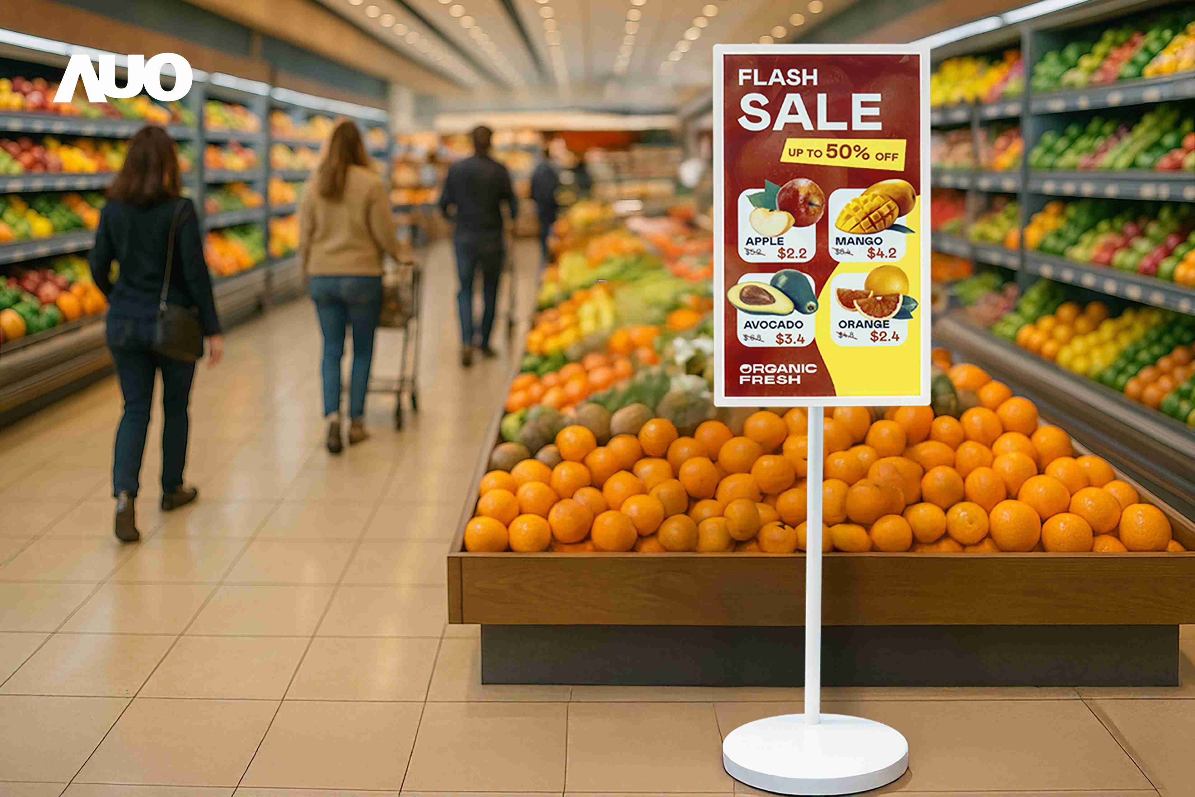 达擎首亮相低功耗、、、、全彩的〝aecoPost电子纸解决方案〞，，仅在更新画面时需要微量的电力驱动，，无需布建电线的便捷设计，，，，使其可灵活应用、、、随意置放，，，，并可透过云端或行动装置app，，轻松管理及排程广告内容，，，，晋升店头营销利器。。。